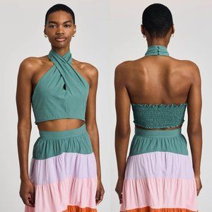Derek Lam 10 Crosby -‎ Chaya Halter Crop Top in Jade
